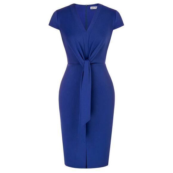 GRACE KARIN Women's Summer Midi Dresses Cap Sleeve Tie Waist Work Dress Slit V- - Picture 1 of 4